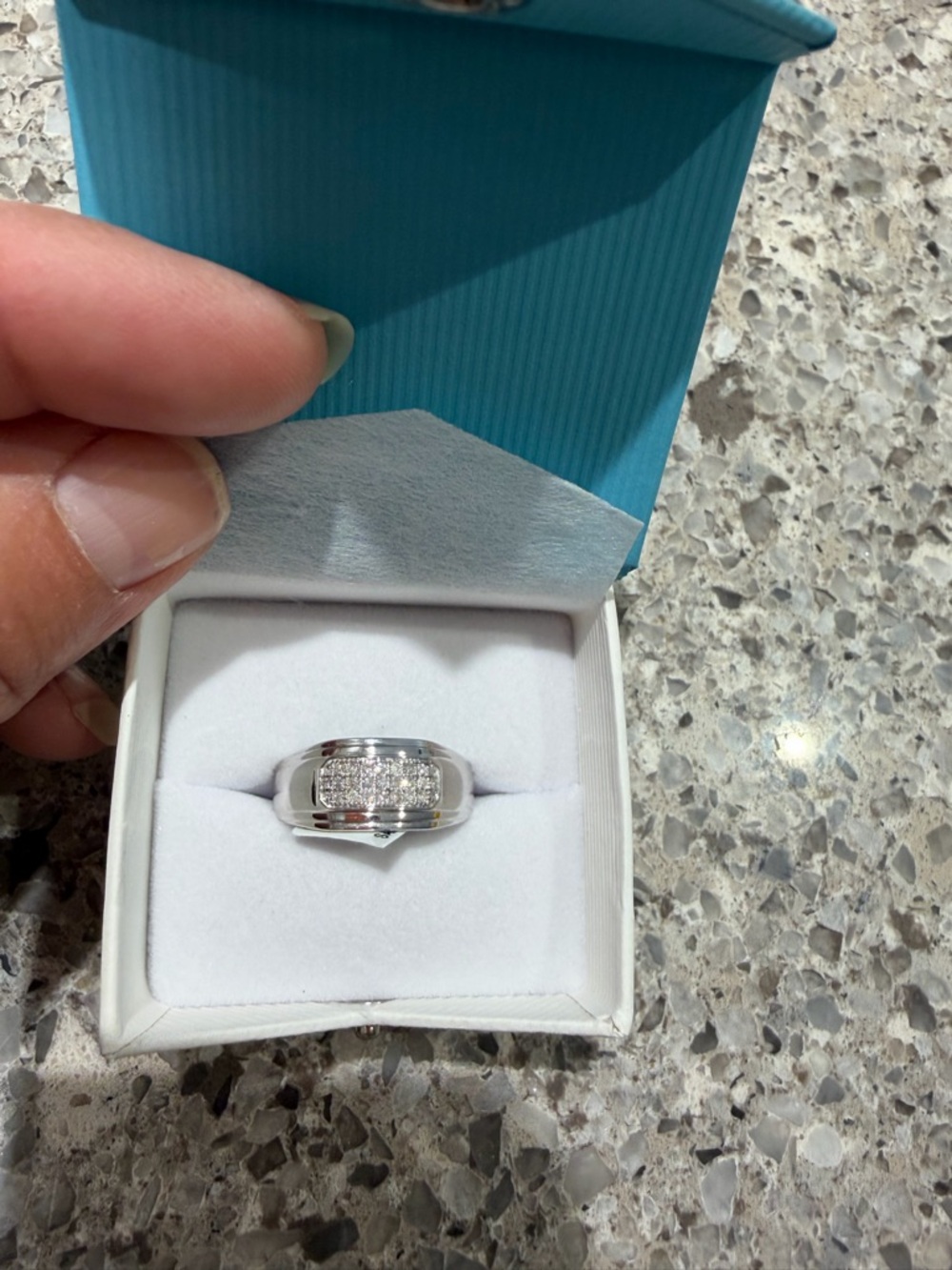 Sterling Silver 1/5 CT Diamond Men's Ring Silver size 10